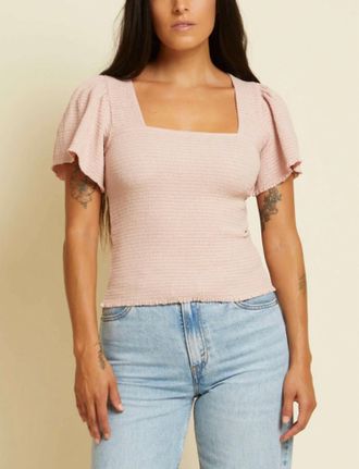 Nation Ltd Scarlett Smocked Flutter Sleeve Top In Light Pink