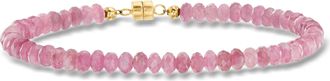 Ross-Simons Pink Tourmaline Bead Bracelet With 14kt Yellow Gold Magnetic Clasp