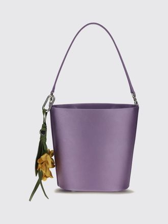 Self Portrait Polyester Satin Mini Bucket Bag with Keychain