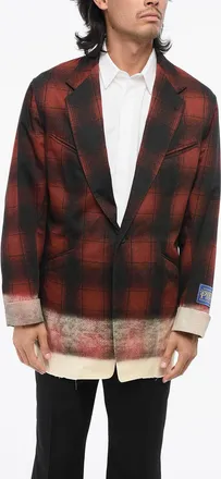 Maison Margiela MM1 Blazer a Un Bottone in Cotone Effettoo Sfumato con Tasche ad Aletta Maison Margiela