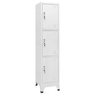 Berkfield Home Locker Cabinet with 3 Compartments 38x45x180 cm in Grey | Size: 38 x 45 x 180 cm
