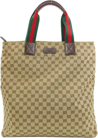 Gucci Sherry Line Brown Canvas Tote Bag (Pre-Owned)