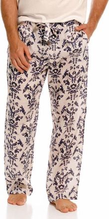 The Lazy Poet Drew Tapestry Blue Linen Pajama Pants in White at Nordstrom, Size Xx-Large