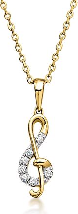 Ross-Simons 18kt Gold Over Sterling Treble Clef Pendant Necklace With Lab-Grown Diamonds
