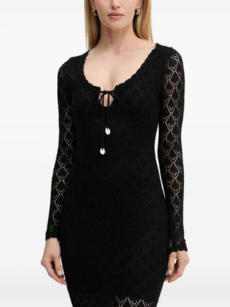 Guess Co lace-insert midi dress - women - Viscose/Polyester/Spandex/Elastane - S - Black