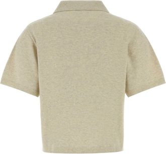 Isabel Marant Womens Melange Grey Cotton Blend Althea Polo Shirt Lightgrey Exterior: Wool T-shirts And Polos
