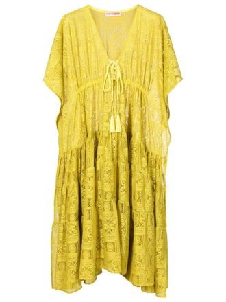 OLYMPIAH Santorini lace-embroidered midi dress - Yellow