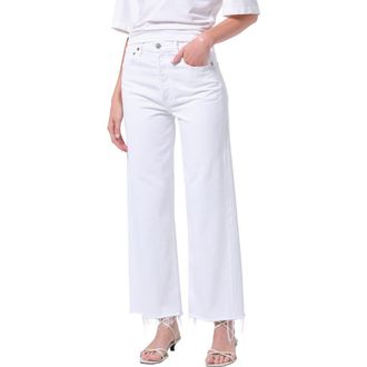 A Gold E Ren High Waist Wide Leg Jeans in Marshmallow White at Nordstrom, Size 23