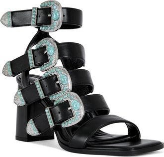 Azalea Wang Raeanne Ankle Strap Sandal in Black at Nordstrom, Size 8.5