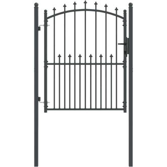 vidaXL Puerta De Cerca Con Picos Con Cerradura Gris 150 X 100 Cm Vidaxl