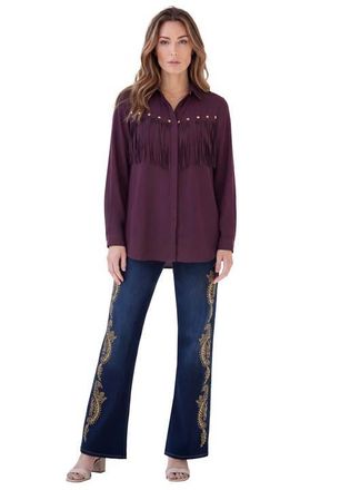 Roaman's Fringe Big Shirt in Dark Berry at Nordstrom, Size 36