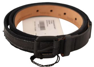 Ermanno Scervino Black Leather Logo Buckle Waist Women Belt Denim