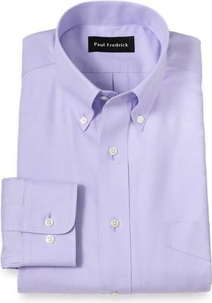 Paul Fredrick Tailored Fit Non-iron Cotton Pinpoint Solid Button Down Collar Dress Shirt in Lavender at Nordstrom, Size 15.5 - 33