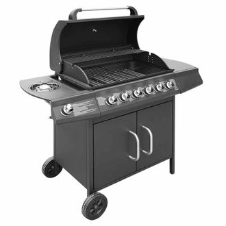 Berkfield Home Gas Barbecue Grill 6+1 Cooking Zone Black