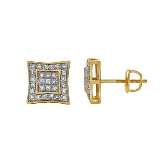 LuvMyJewelry Espelho 10K Yellow Gold Diamond Unisex Earrings - 0.21 Cts at Nordstrom