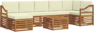 vidaXL Conjunto De Sof&aacute;s De Exterior 8 Uds. Natural Y Crema Vidaxl