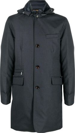 Moorer buttoned-up hooded parka - men - Feather Down/Polyamide/Polyester/Polyurethane - 58 - Grey