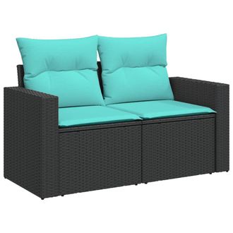 vidaXL Set De Sof&aacute;s De Jard&iacute;n 7 Pzas Con Cojines Rat&aacute;n Sint&eacute;tico Negro Vidaxl