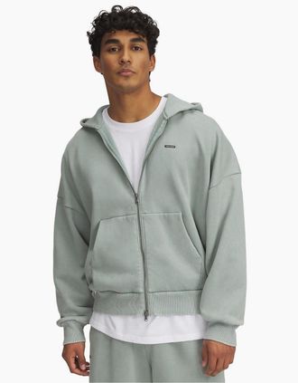 Under Armour Mens Hwt Fleece Wash FulL-Zip - Green - Size: 44