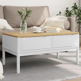 vidaXL Mesa De Centro Floro Madera Maciza De Pino Blanco 99x55,5x45 Cm Vidaxl