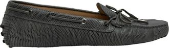 Tod's TodS Pre-owned Womens Lizard Embossed Leather Bow Loafers in Grey - Size EU 42