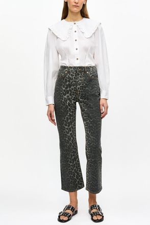 Ganni Blue Grey Leopard Betzy Jeans - Size 24 Organic Cotton