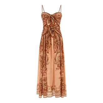 Zimmermann Maxi Dresses, female, Pink, Size: 3XS Aster Off-Shoulder Habotai Midi Dress