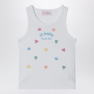 MC2 Saint Barth White tank top with embroidered logo