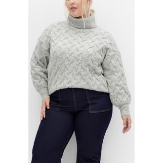 City Chic Kaliyah Turtleneck Sweater in Grey at Nordstrom, Size Xxs