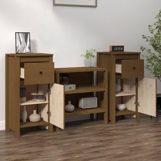 Berkfield Home Sideboards 2 pcs Honey Brown 40x35x80 cm Solid Wood Pine | Size: 40 x 35 x 80 cm