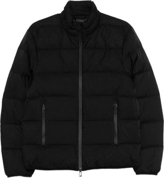 Emporio Armani Down Jackets, male, Black, M, Water-repellent Quilted Nylon Down Jacket with Jacquard Logo Lettering