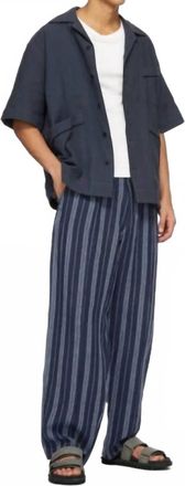 Nicholas Daley 70s Trouser In Navy Linen