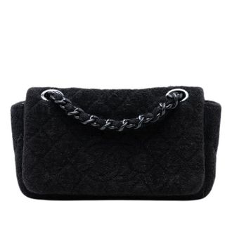 Chanel Pre-owned Vintage Quilted Terry Cloth Shoulder Bag - Dames - Pre-owned - Zwart - Maat: ONE Size Leer