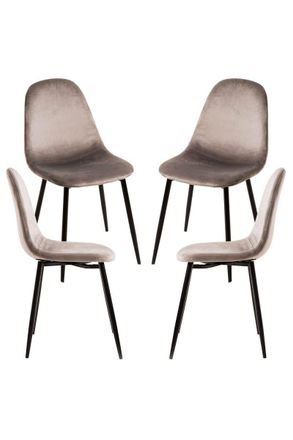 Regalos Miguel Regalos Miguel - Packs Sillas Comedor - Pack 4 Sillas Teok Black Terciopelo - Gris Claro