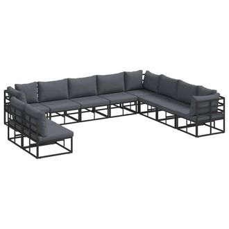 Berkfield Home Garden Sofa Set 10 pcs Black 353 x 283 x 71 cm Aluminium