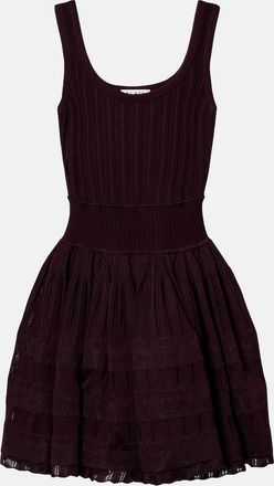 Alaia Ala&iuml;a Ribbed-knit scalloped minidress