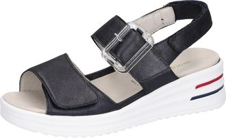 Waldl&auml;ufer Keilsandalette WALDL&Auml;UFER H-DINA, Damen, Gr. 4,5 (37,5), blau (dunkelblau), Nubukleder, unifarben, Schuhe Keilsandalette, Klettschuh, Sandale, Sommers