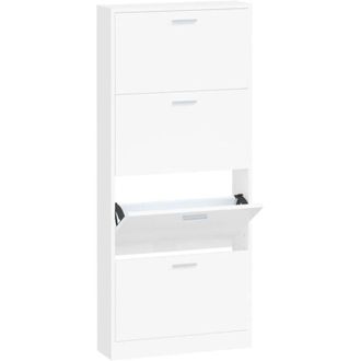 vidaXL Shoe Cabinet White 59x17x150 cm Engineered Wood Vidaxl