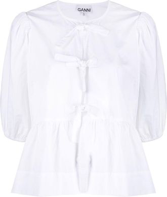 Ganni Cotton Peplum Top