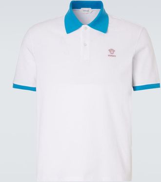 Versace Polo de piqu&eacute; de algod&oacute;n estampado