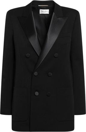 Saint Laurent Veste - Dames - Blazers - Zwart - S - Leer - Jassen