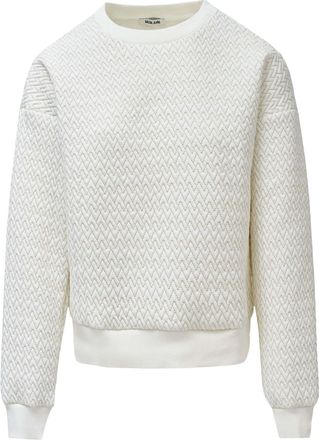 Salsa Sweatshirt SALSA Salsa Jeans Sweatshirt Lurex Jacquard Sweatshirt, Damen, Gr. L, weiss (wei&szlig;), Obermaterial: 58% Polyester PES. 34% Viskose CV. 7% son