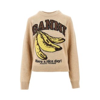 Ganni Bananas intarsia wool-blend sweater Woman XS