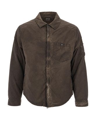C.P. Company Brown Flatt Nylon Padded Zip Overshirt