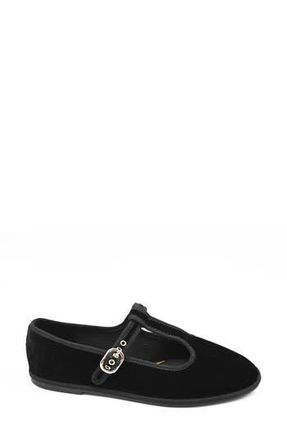 Kenneth Cole Verona T-Strap Flat in Black Velvet at Nordstrom Rack, Size 7.5