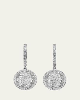 Bhansali 18K White Gold 10mm Halo Drop Earrings with Diamonds