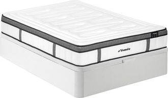 Vente-Unique Conjunto de canap&eacute; abatible de 160 x 200 cm blanco + colch&oacute;n h&iacute;brido de muelles ensacados 7 zonas y viscoel&aacute;stica - 30cm de grosor - OLIANE de YSM&Eacute;E