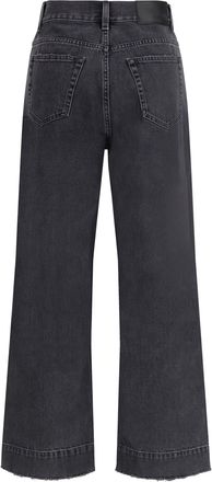 Chlo&eacute; Womens High-Waisted Cropped Denim Jeans Asphalt Black Cotton