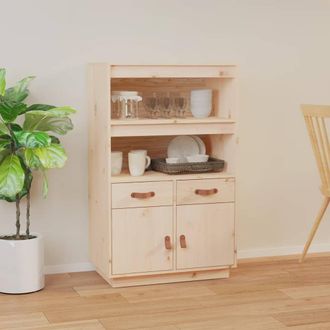 Berkfield Home Highboard 67x40x108.5 cm Solid Wood Pine in Brown