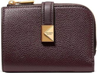 Kate Spade New York Tribeca Pebbled Leather Small Compact Wallet Wallet Womens Handbags Blackberry Jam, Leather/Polyester